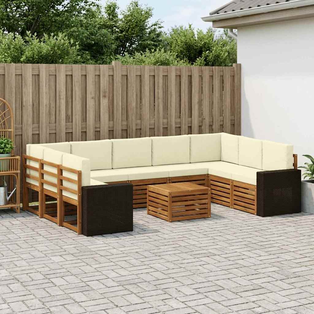 3384871_1.jpg vidaXL Súpravy pohoviek 10 pcs Prírodná a krémová Pevné akáciové drevo – Obrázok 1