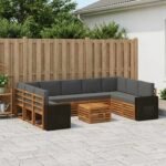 vidaXL Súpravy pohoviek s vankúšom 10 pcs Prírodná a antracitová