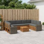 vidaXL Súpravy pohoviek s vankúšom 10 pcs Prírodná a antracitová