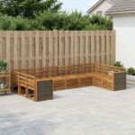vidaXL Sada rohových gaučov 7 pcs Prírodná Pevné akáciové drevo