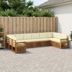 vidaXL Sada rohových gaučov s vankúšom 7 pcs Prírodná a krémová