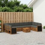 vidaXL Záhradná súprava gaučov s vankúšom 8 pcs Prírodná a antracitová