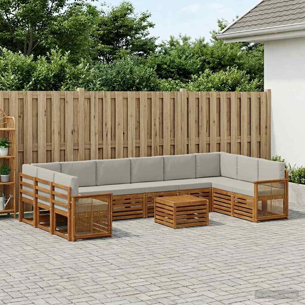 3384927_1.jpg vidaXL Záhradná súprava gaučov s vankúšom 8 pcs Prírodná a svetlosivá – Obrázok 1