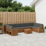 vidaXL Záhradná súprava gaučov s vankúšom 8 pcs Prírodná a antracitová