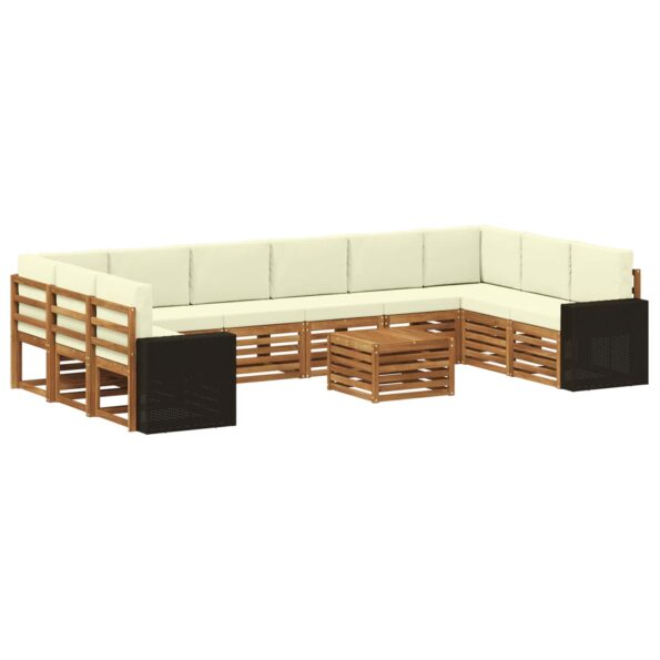 vidaXL Záhradná súprava gaučov 11 pcs Prírodná a krémová Polyester – Obrázok 2