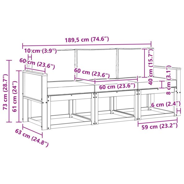 vidaXL Záhradná súprava gaučov 3 pcs Prírodná a béžová Polyester – Obrázok 6