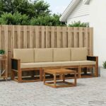 vidaXL Záhradná súprava gaučov s vankúšom 4 pcs Prírodná