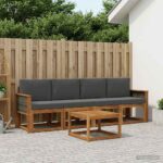vidaXL Záhradná súprava gaučov s vankúšom 4 pcs Prírodná a antracitová