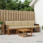 vidaXL Záhradná súprava gaučov s vankúšom 4 pcs Prírodná
