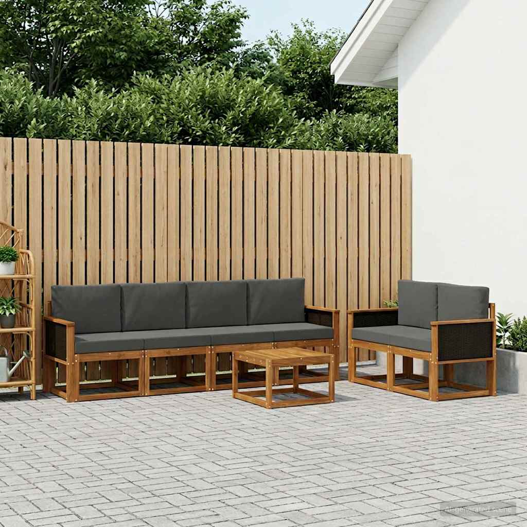 3385003_1.jpg vidaXL Záhradná súprava gaučov s vankúšom 6 pcs Prírodná a antracitová – Obrázok 1
