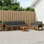 vidaXL Záhradná súprava gaučov s vankúšom 6 pcs Prírodná a antracitová