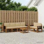 vidaXL Záhradná súprava gaučov s vankúšom 6 pcs Prírodná – Obrázok 3