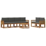 vidaXL Záhradná súprava gaučov 7 pcs Prírodná a antracitová Polyester – Obrázok 2