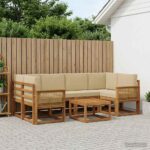 vidaXL Záhradná súprava gaučov 7 pcs Prírodná a béžová Polyester