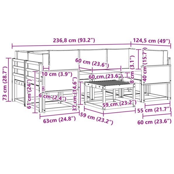 vidaXL Záhradná súprava gaučov 7 pcs Prírodná a béžová Polyester – Obrázok 7