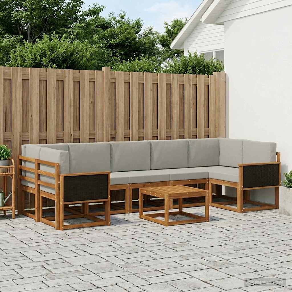 3385062_1.jpg vidaXL Záhradná súprava gaučov s vankúšom 6 pcs Prírodná a svetlosivá – Obrázok 1