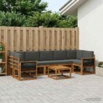 vidaXL Záhradná súprava gaučov s vankúšom 6 pcs Prírodná a antracitová