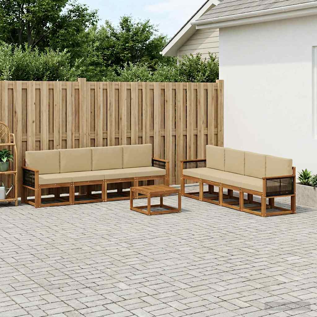 3385094_1.jpg vidaXL Záhradná súprava gaučov s vankúšom 7 pcs Prírodná – Obrázok 1