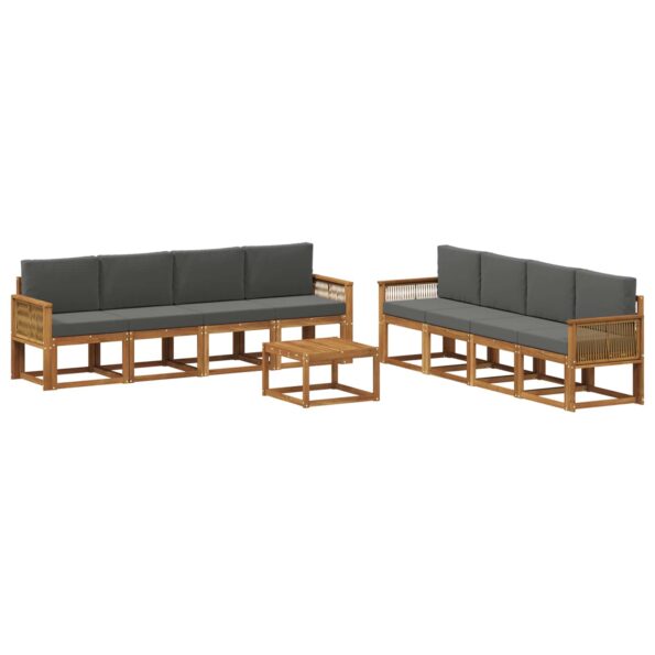 vidaXL Záhradná súprava gaučov 9 pcs Prírodná a antracitová Polyester – Obrázok 2