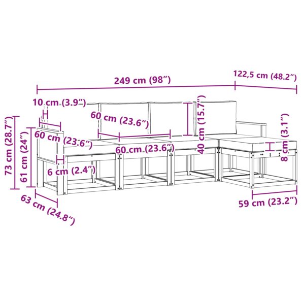 vidaXL Záhradná súprava gaučov 5 pcs Prírodná a antracitová Polyester – Obrázok 6