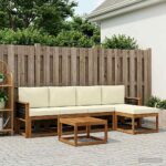 vidaXL Záhradná súprava gaučov 6 pcs Prírodná a krémová Polyester