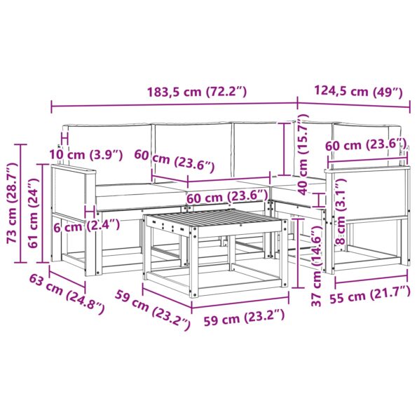 vidaXL Záhradná súprava gaučov 5 pcs Prírodná a krémová Polyester – Obrázok 7