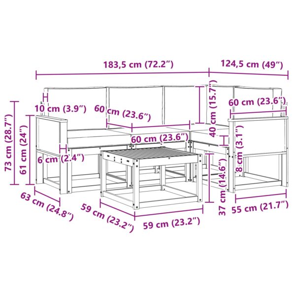 vidaXL Záhradná súprava gaučov 5 pcs Prírodná a krémová Polyester – Obrázok 7