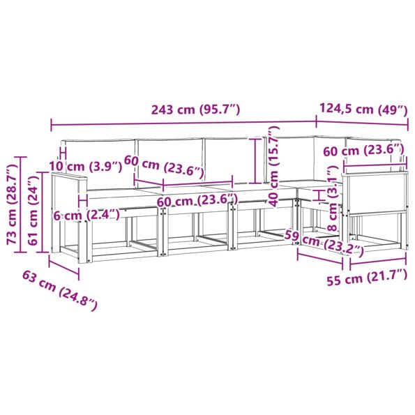 vidaXL Záhradná súprava gaučov 5 pcs Prírodná a krémová Polyester – Obrázok 8