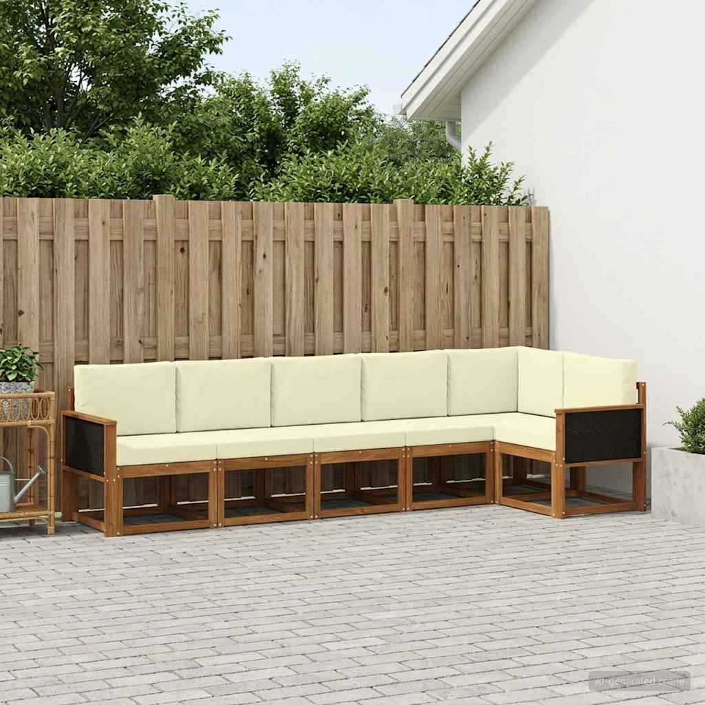 3385241_1.jpg vidaXL Záhradná súprava gaučov 6 pcs Prírodná a krémová Polyester – Obrázok 1