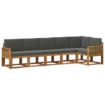 vidaXL Záhradná súprava gaučov 6 pcs Prírodná a antracitová Polyester – Obrázok 2