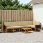 vidaXL Záhradná súprava gaučov 7 pcs Prírodná a béžová Polyester