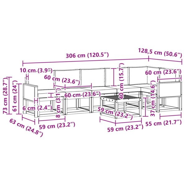 vidaXL Záhradná súprava gaučov 7 pcs Prírodná a béžová Polyester – Obrázok 8