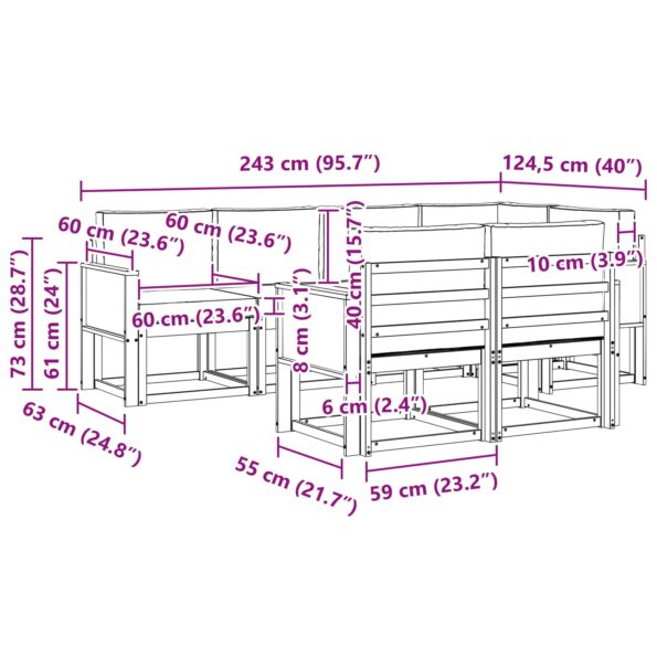 vidaXL Záhradná súprava gaučov 7 pcs Prírodná a antracitová Polyester – Obrázok 7