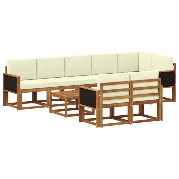 vidaXL Záhradná súprava gaučov 9 pcs Prírodná a krémová Polyester – Obrázok 2