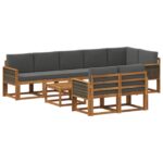 vidaXL Záhradná súprava gaučov 9 pcs Prírodná a antracitová Polyester – Obrázok 2