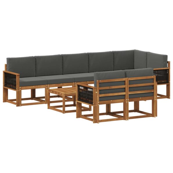 vidaXL Záhradná súprava gaučov 9 pcs Prírodná a antracitová Polyester – Obrázok 2