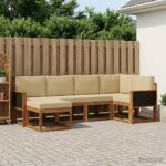 vidaXL Záhradná súprava gaučov 6 pcs Prírodná a béžová