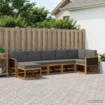 vidaXL Záhradná súprava gaučov 7 pcs Prírodná a antracitová Polyester