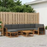 vidaXL Záhradná súprava gaučov 8 pcs Prírodná a antracitová Polyester