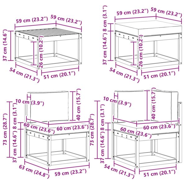 vidaXL Záhradná súprava gaučov 8 pcs Prírodná a krémová Polyester – Obrázok 10