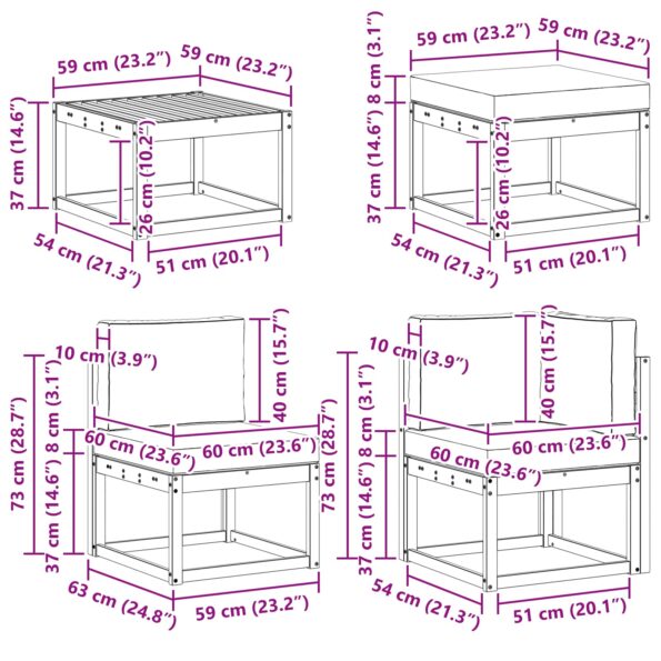 vidaXL Záhradná súprava gaučov 8 pcs Prírodná a krémová Polyester – Obrázok 10