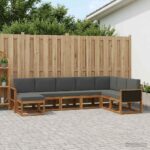 vidaXL Záhradná súprava gaučov s vankúšom 8 pcs Prírodná a antracitová