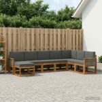 vidaXL Záhradná súprava gaučov s vankúšom 8 pcs Prírodná a antracitová