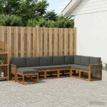 vidaXL Záhradná súprava gaučov s vankúšom 8 pcs Prírodná a antracitová – Obrázok 3
