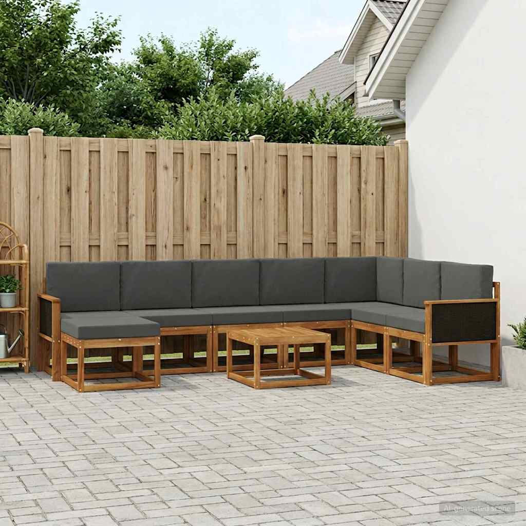 3385463_1.jpg vidaXL Záhradná súprava gaučov s vankúšom 9 pcs Prírodná a antracitová – Obrázok 1