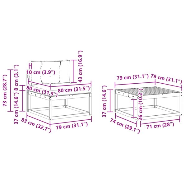 vidaXL Záhradná súprava gaučov s vankúšom 4 pcs Biela a svetlosivá – Obrázok 7