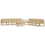 vidaXL Záhradná súprava gaučov 9 pcs Biela a béžová 79 x 79 x 37 cm – Obrázok 2
