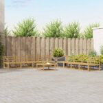 vidaXL Záhradná súprava gaučov 9 pcs Biela 79 x 79 x 37 cm