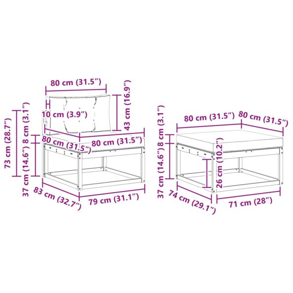vidaXL Záhradná súprava gaučov 4 pcs Biela a krémová Polyester – Obrázok 7