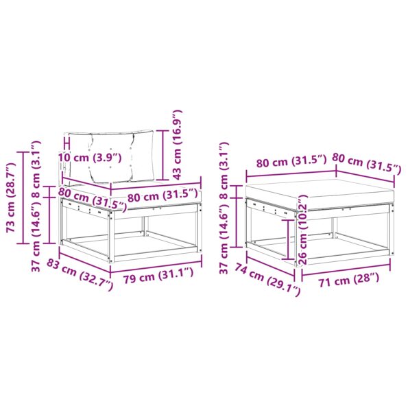 vidaXL Záhradná súprava gaučov 4 pcs Biela a béžová Polyester – Obrázok 7